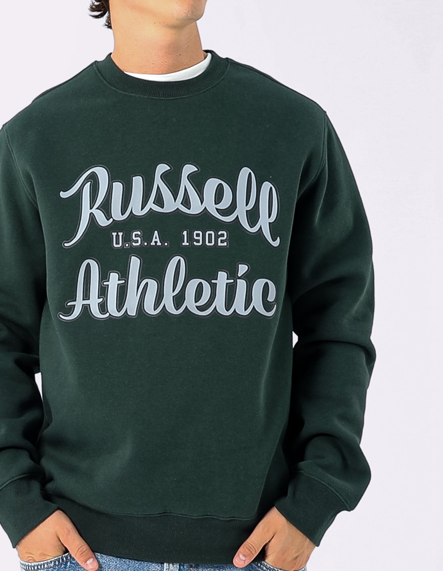 Russell Athletic Australia Script Arch Men's Crew - Dark Forest True Since 1902