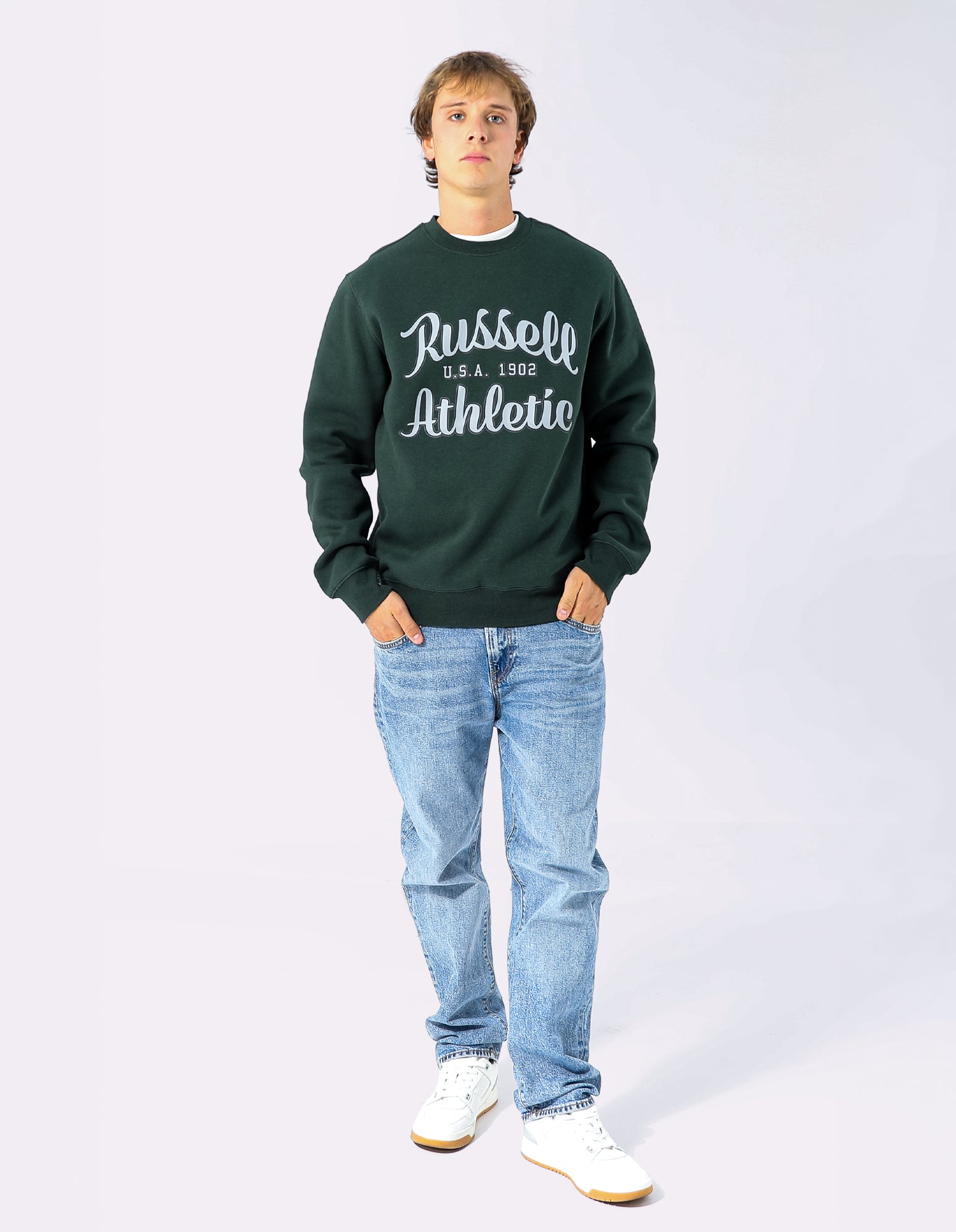 Russell Athletic Australia Script Arch Men's Crew - Dark Forest True Since 1902