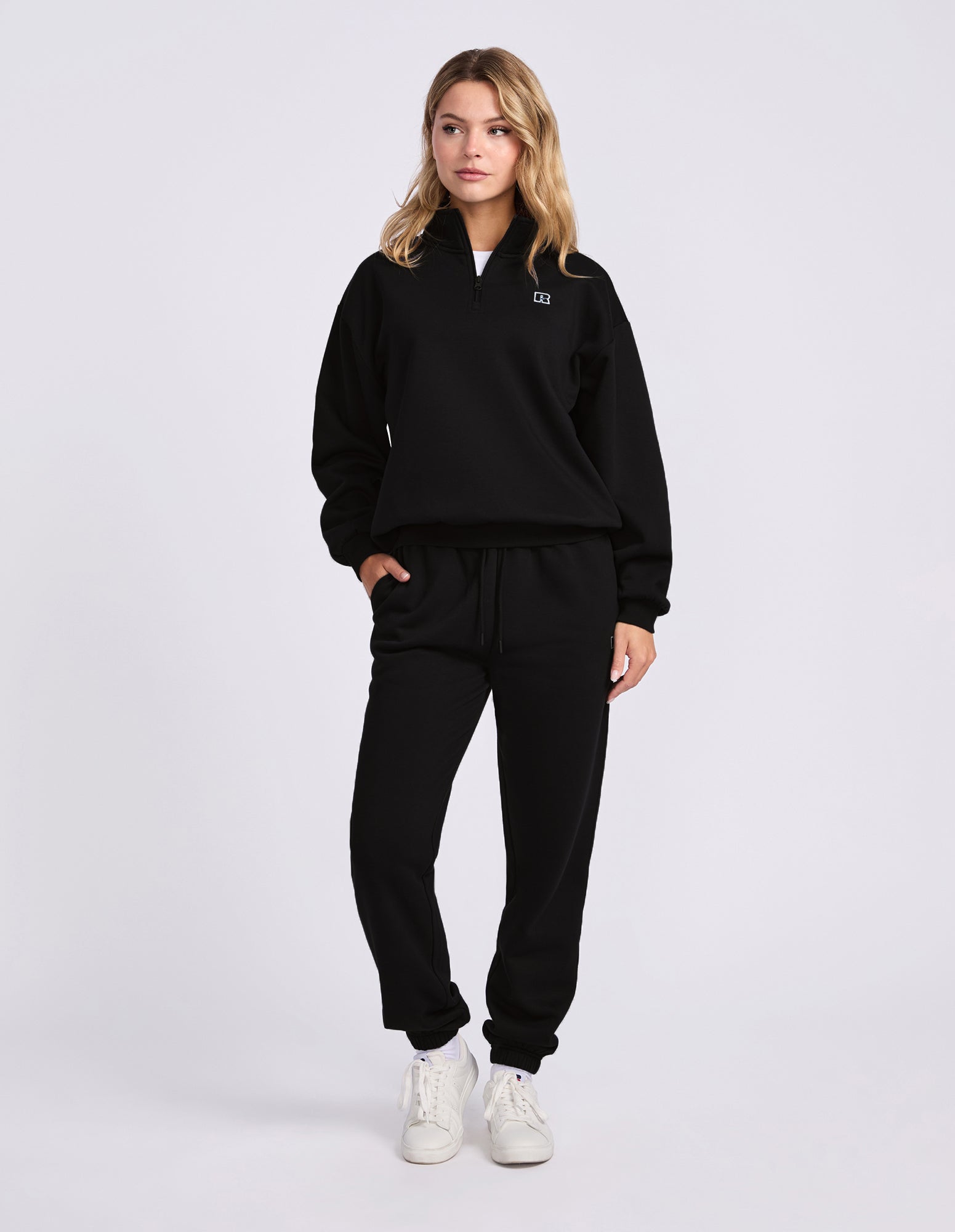 Russell Athletic Australia R Logo Women's Quarter Zip - Black True Since 1902