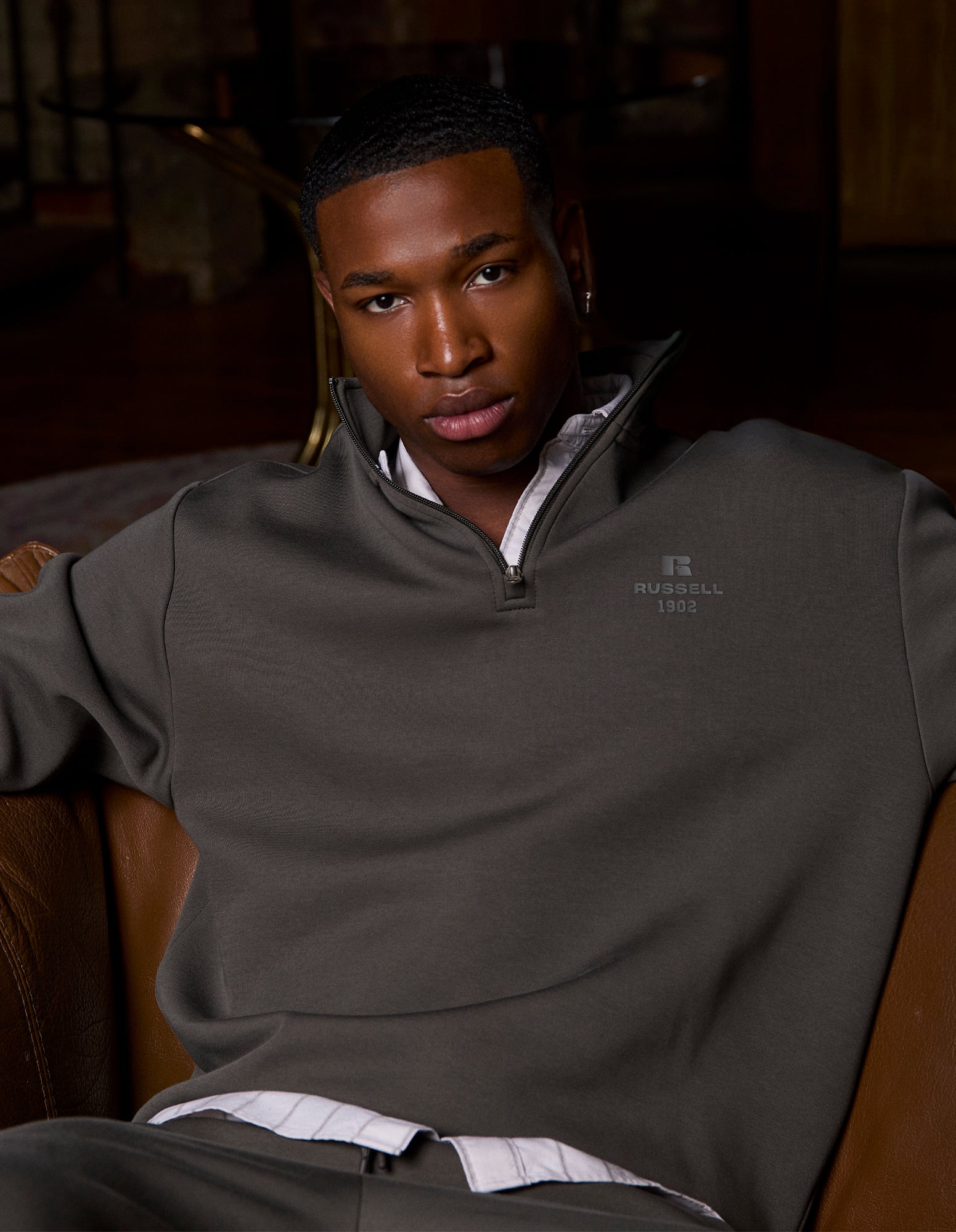 R Tech Leisure Men's Quarter Zip - Military