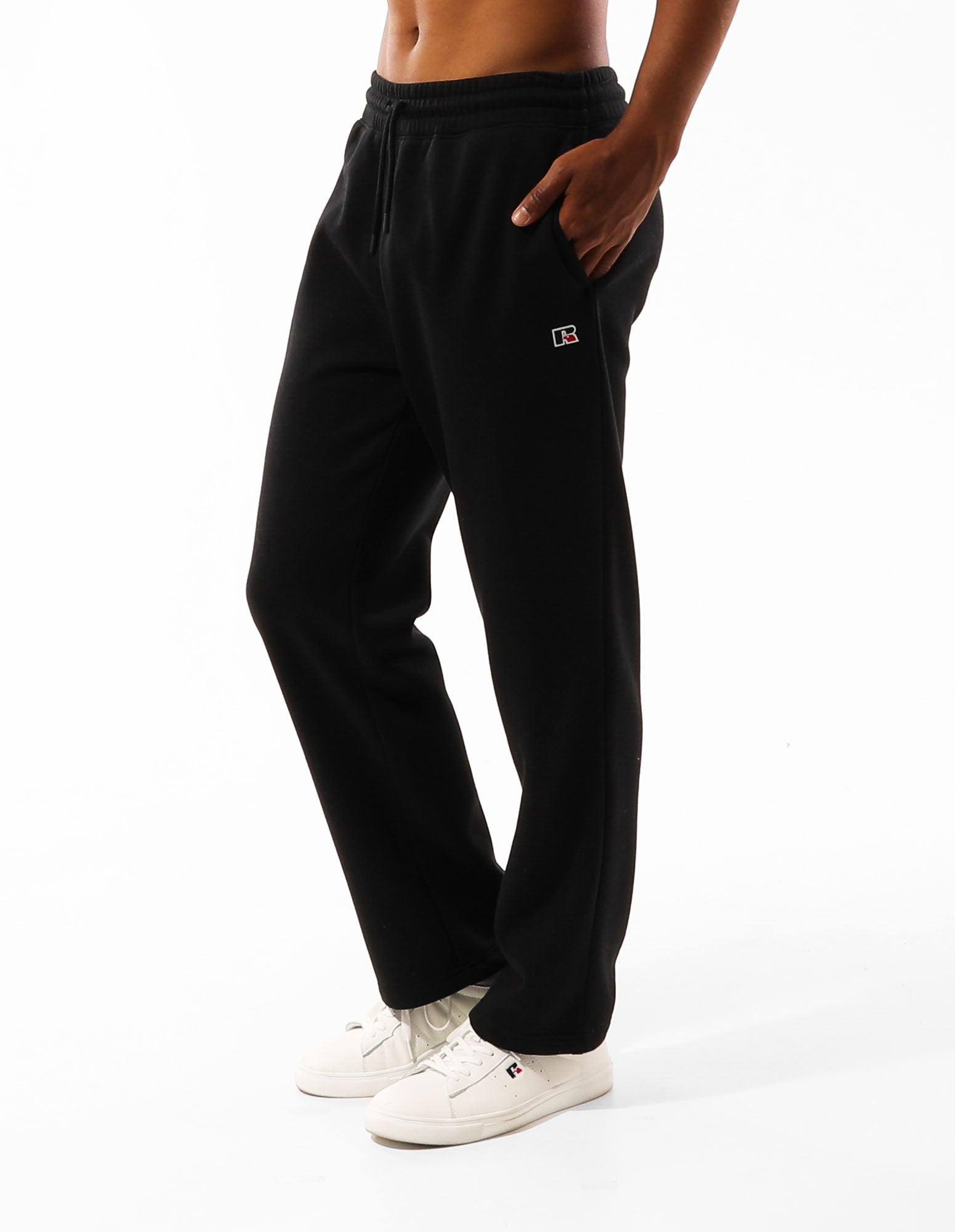 Russell Athletic Australia Men's R Logo Straight Leg Track Pants - Black True Since 1902
