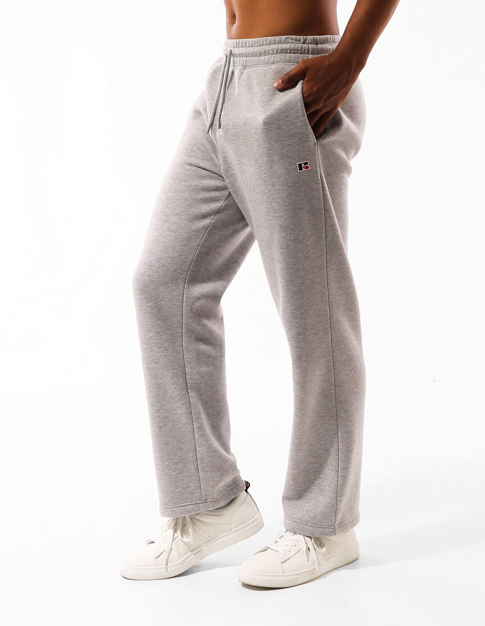 Men's R Logo Straight Leg Trackpants Grey Marle