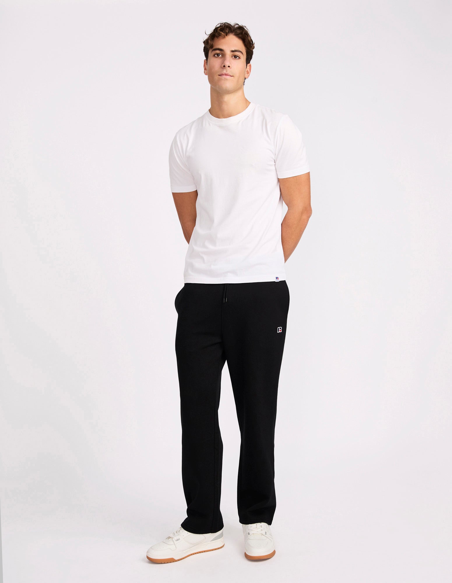 R Logo Straight Leg Men's Track Pants - Black