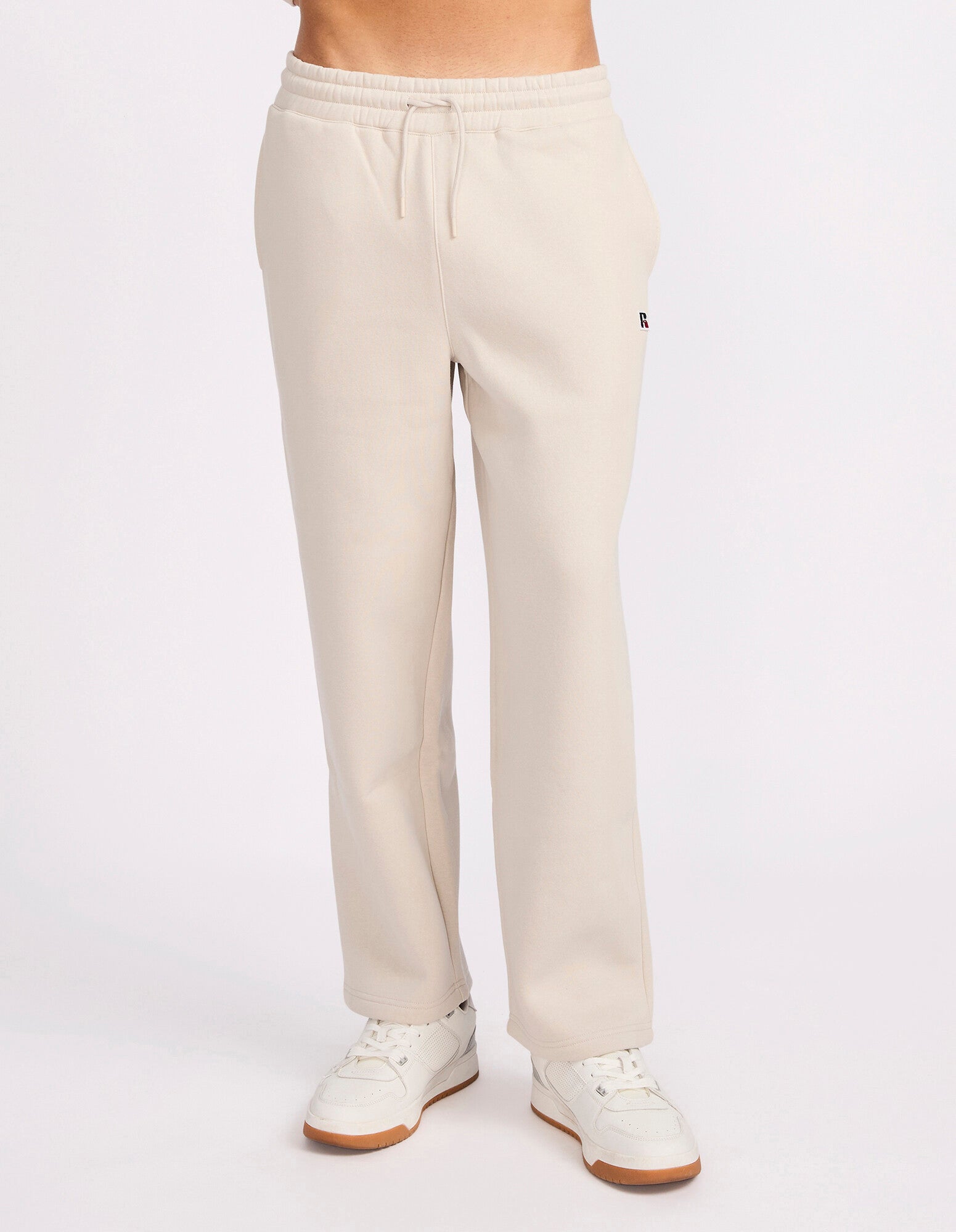 R Logo Straight Leg Mens Track Pants - Stone