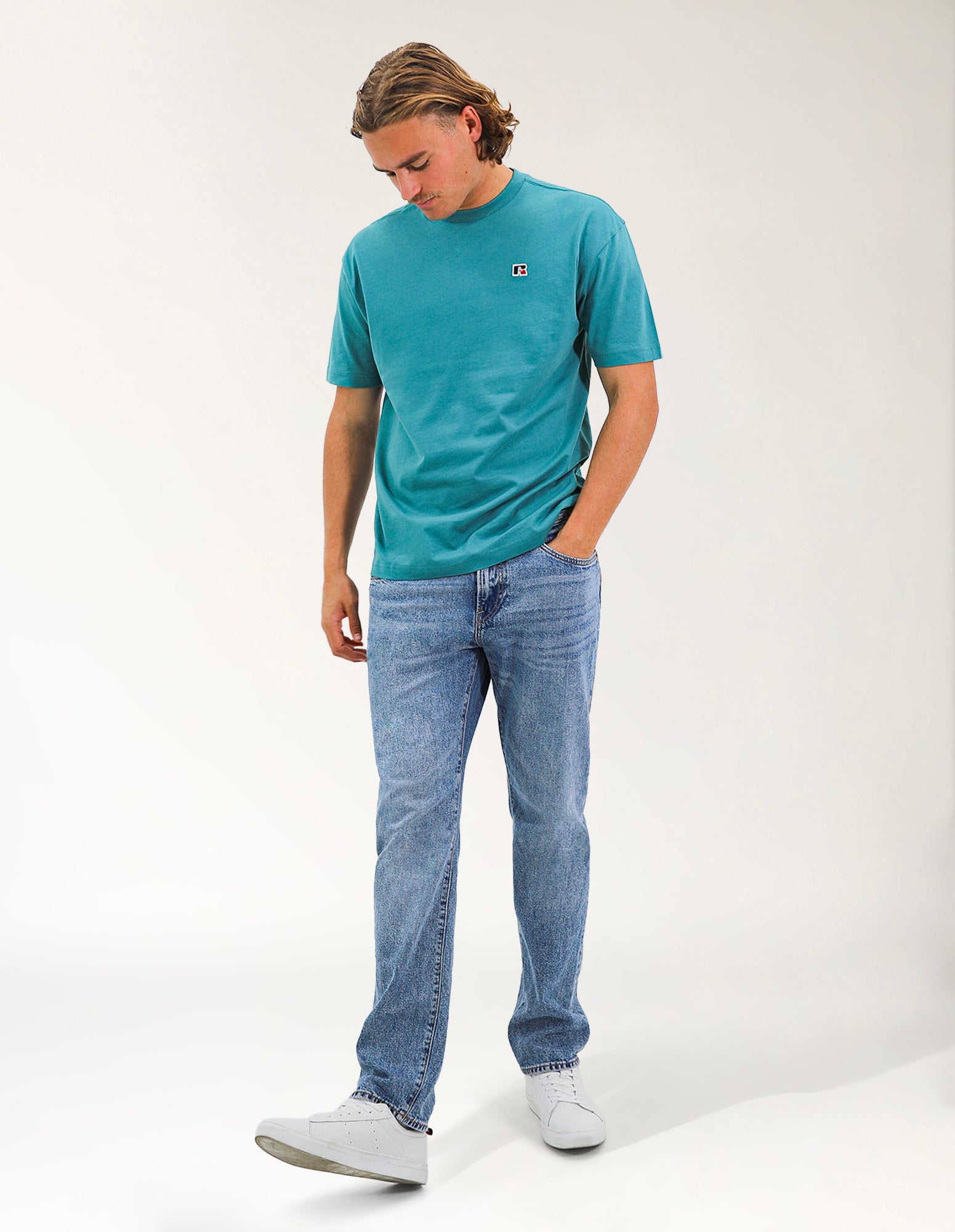 R Logo Oversize Men's Tee - Brittany Blue