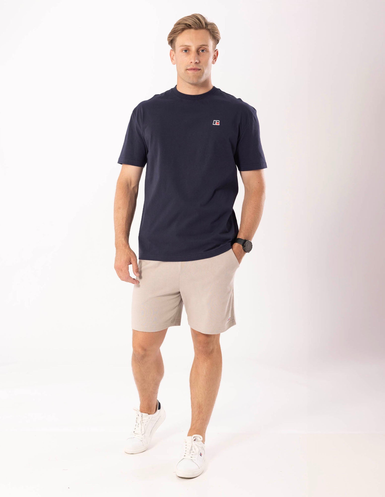 Russell Athletic Australia Mens R Logo Oversize Tee - Michigan Navy True Since 1902