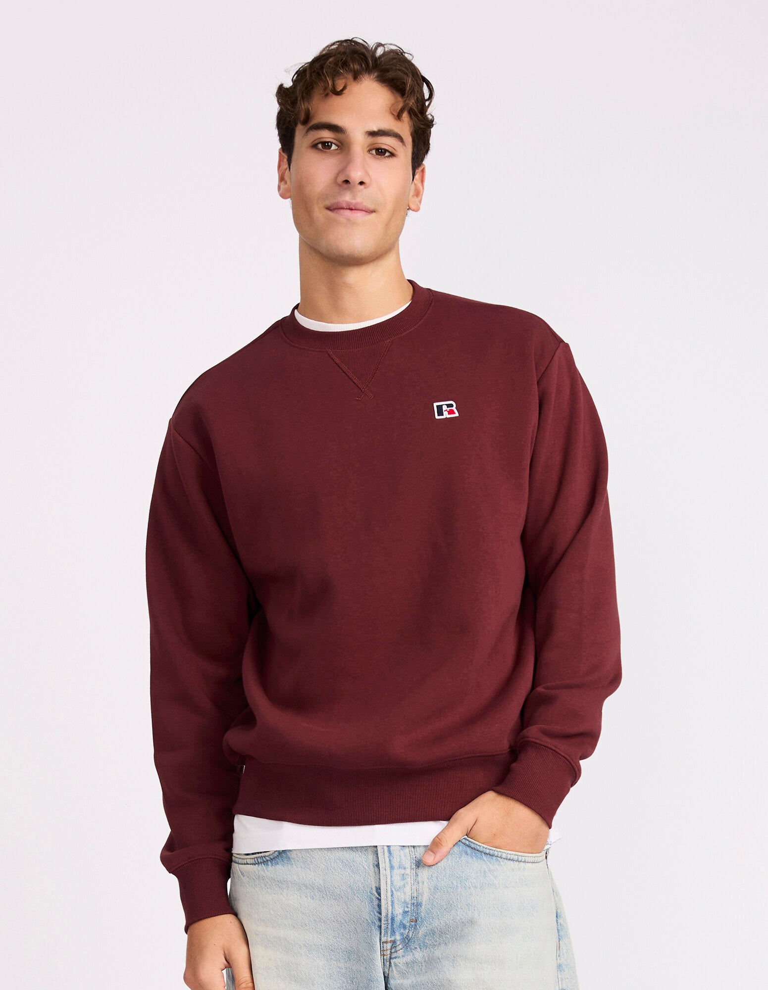 R Logo Men's Crew - Mahogany