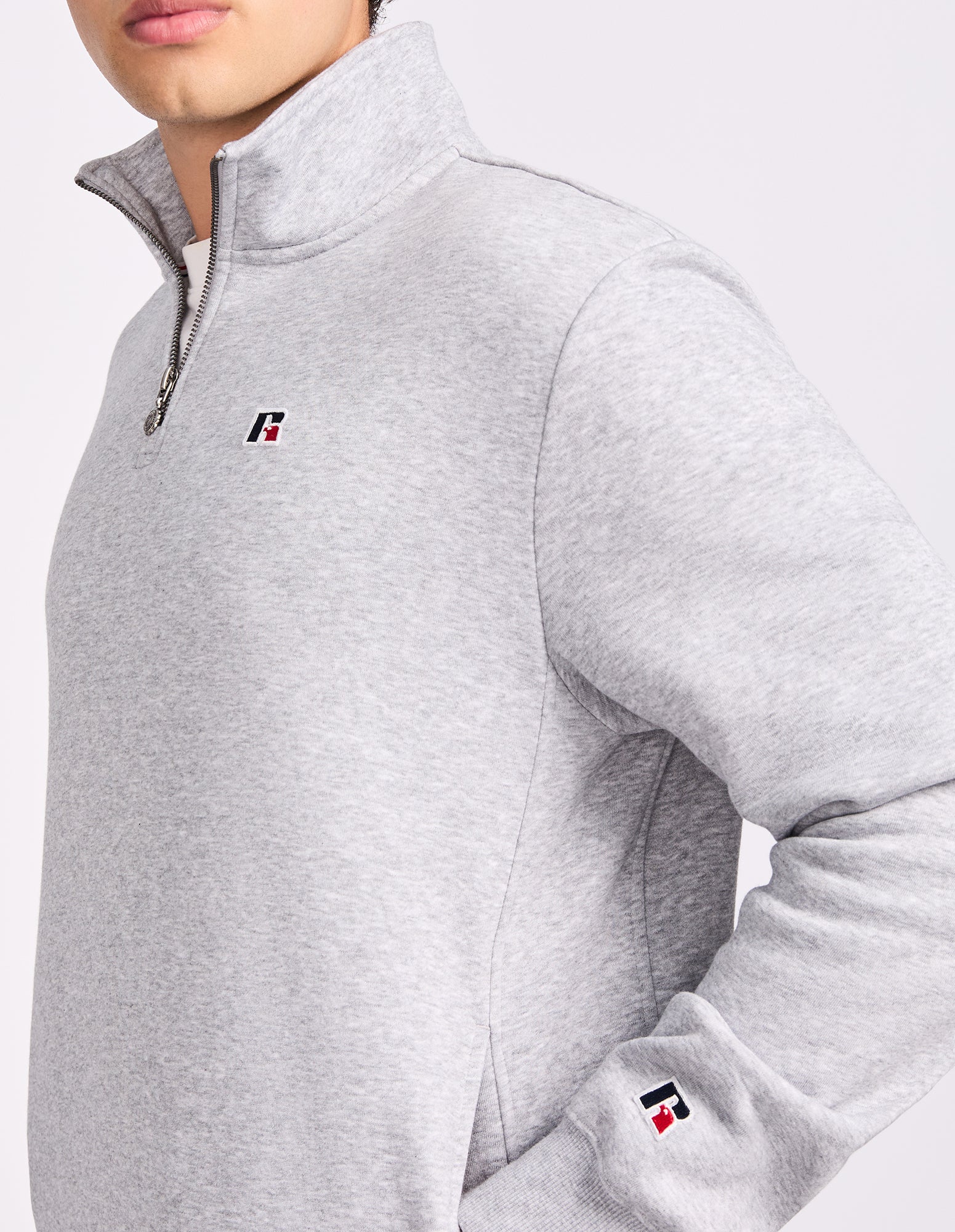 R Logo Men's Quarter Zip - Grey Marle