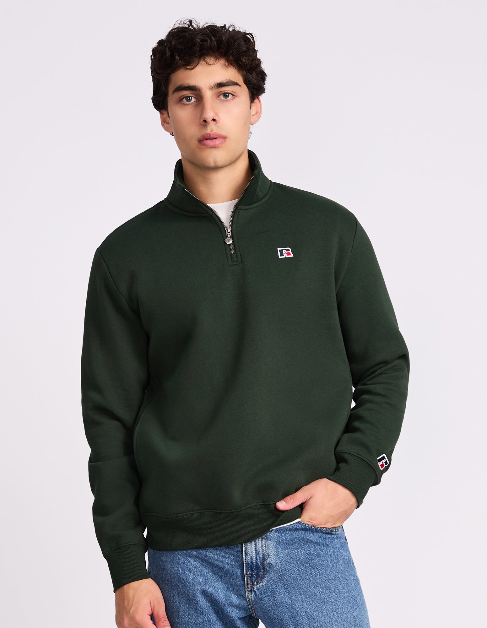R Logo Men's Quarter Zip - Dark Forest