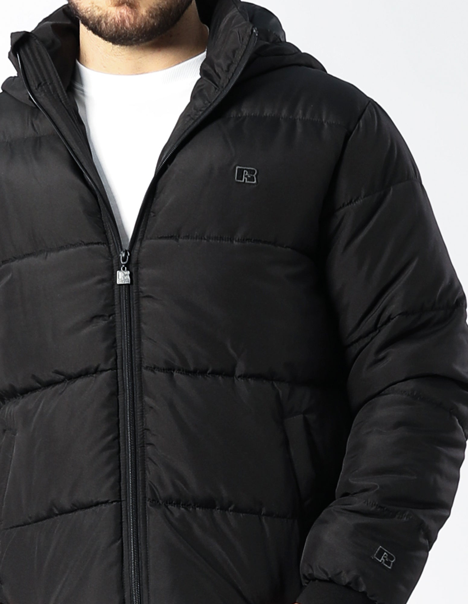 Russell Athletic Australia R Logo Puffer Jacket - Black True Since 1902