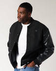 Men's R Logo Melton Varsity Jacket - Black