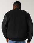 Men's R Logo Melton Varsity Jacket - Black
