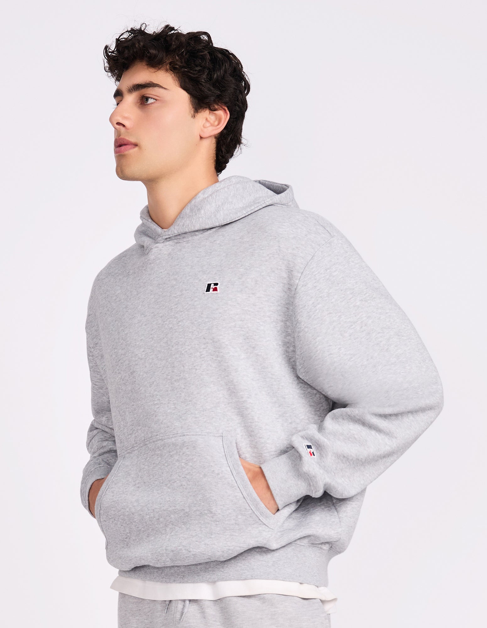 R Logo Crossover Men's Hoodie - Grey Marle