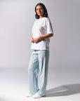 Russell Athletic Australia Women's Manhattan R Logo Wide Leg Track Pants- Chambray True Since 1902