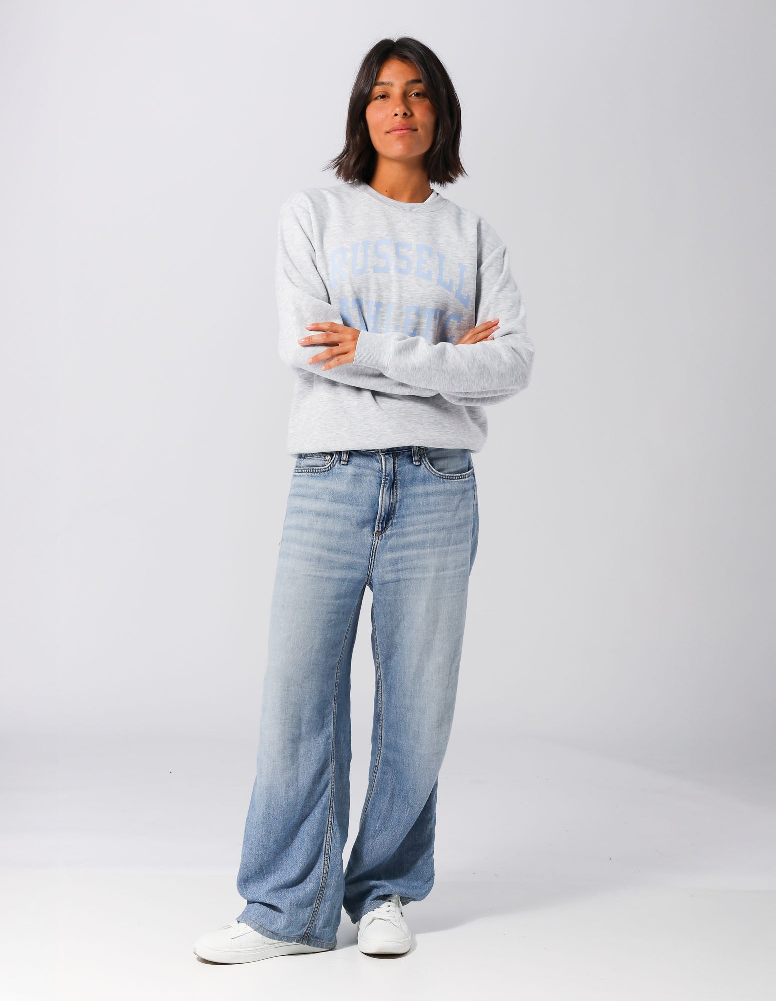 Russell Athletic Australia Womens Arch Logo Crew - Light Marle True Since 1902