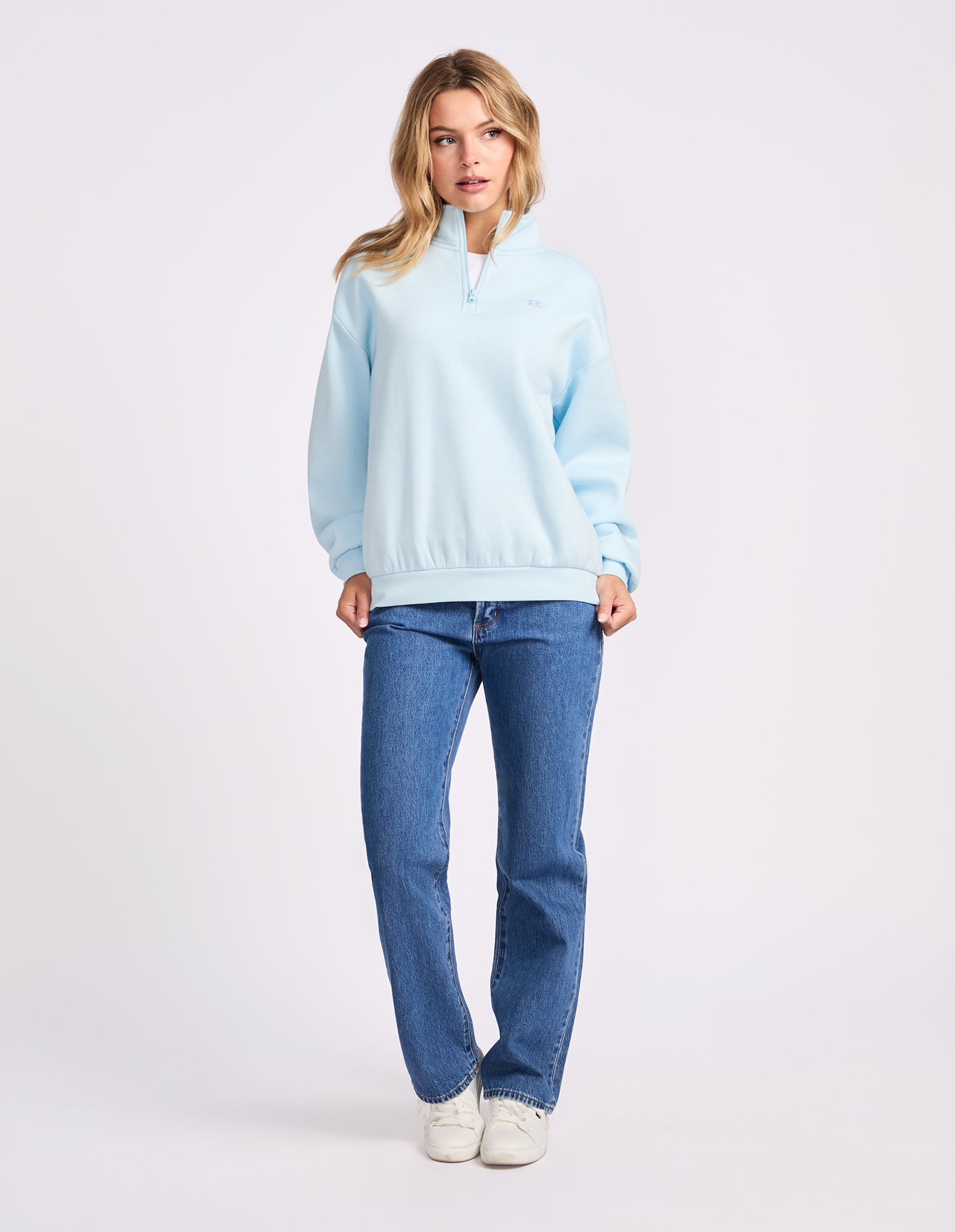 R Logo Women's Quarter Zip - Blue Breeze