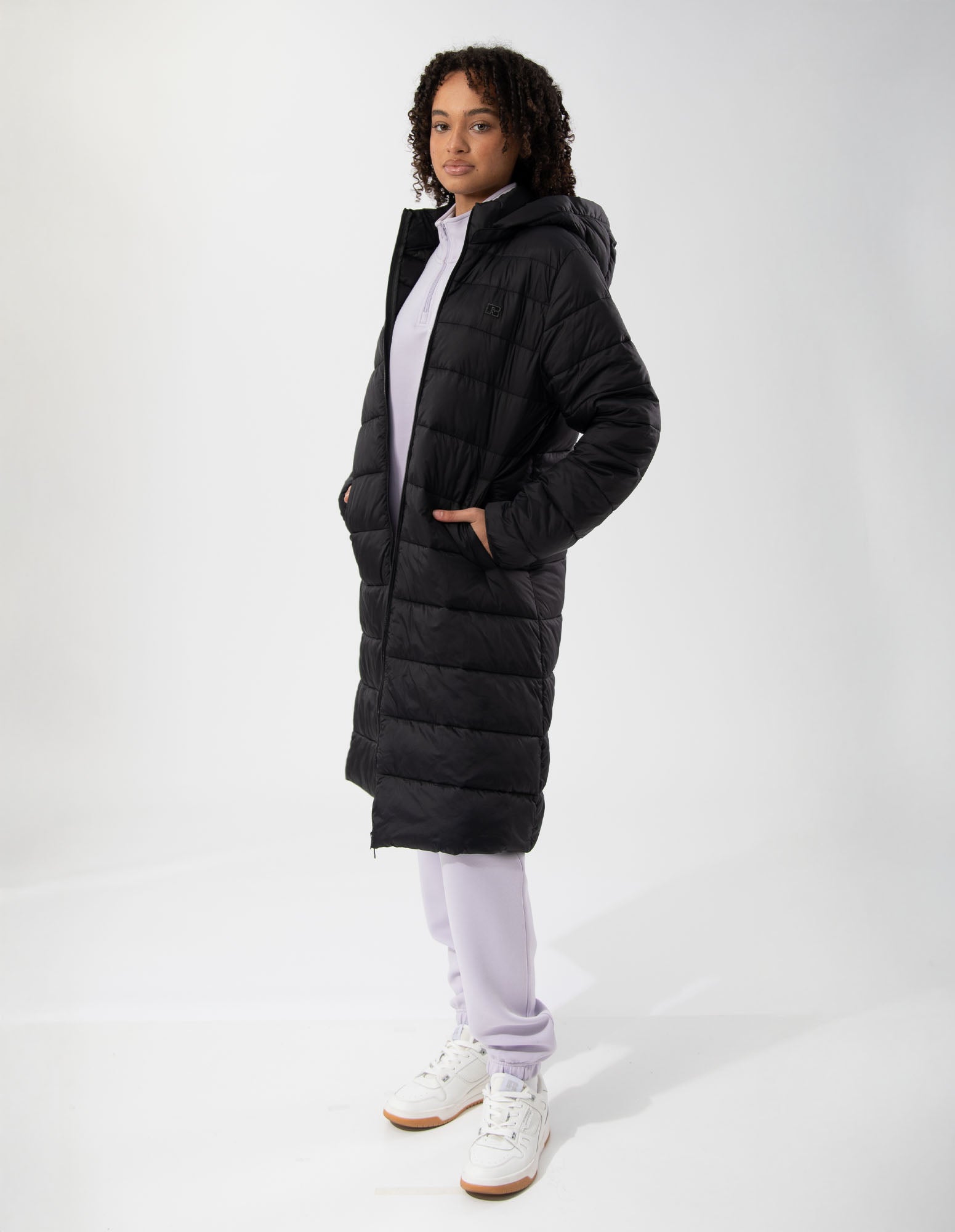 Womens Longline Black Puffer Jacket