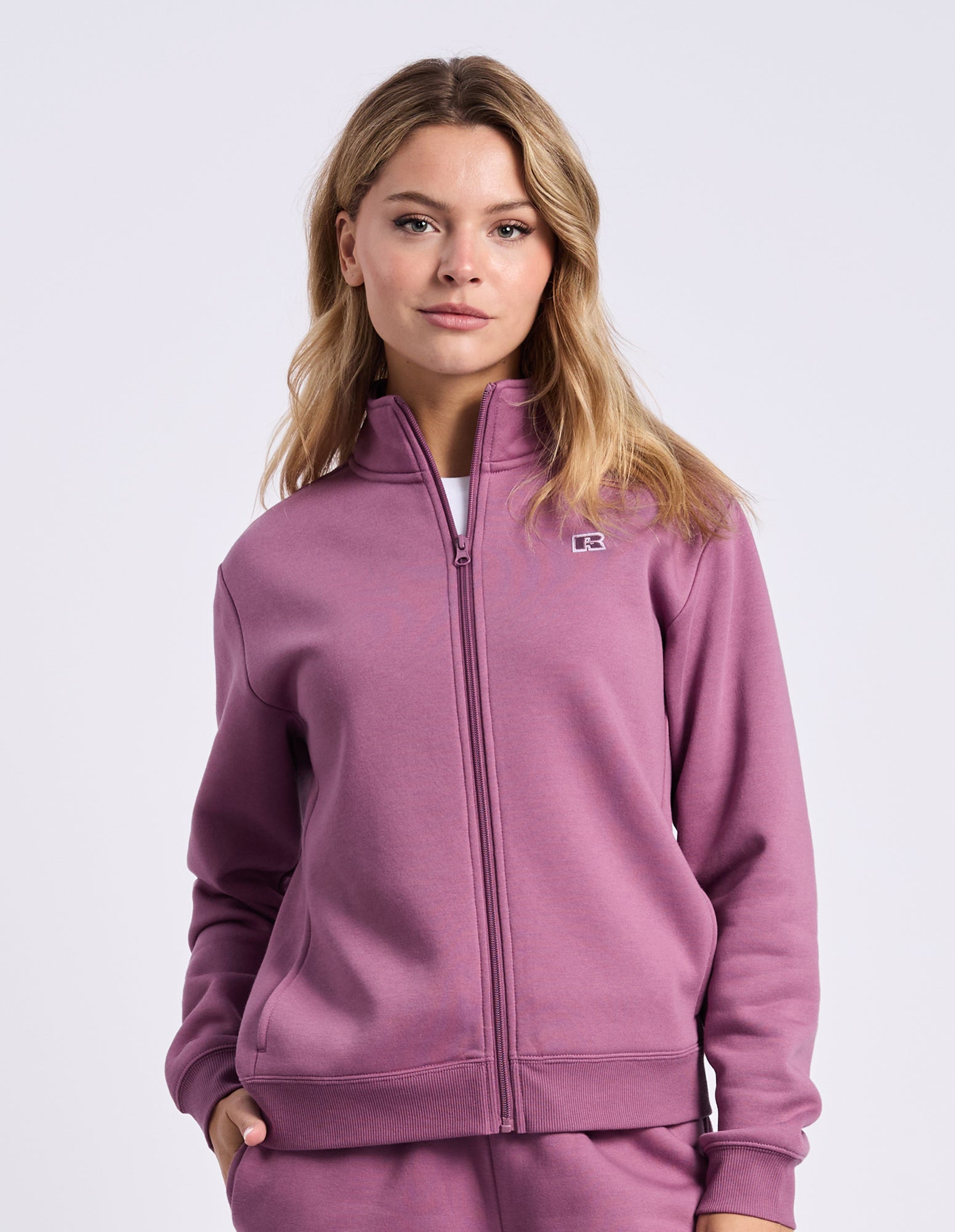 R Logo Trucker Zip Through Womens Jacket - Tulipwood