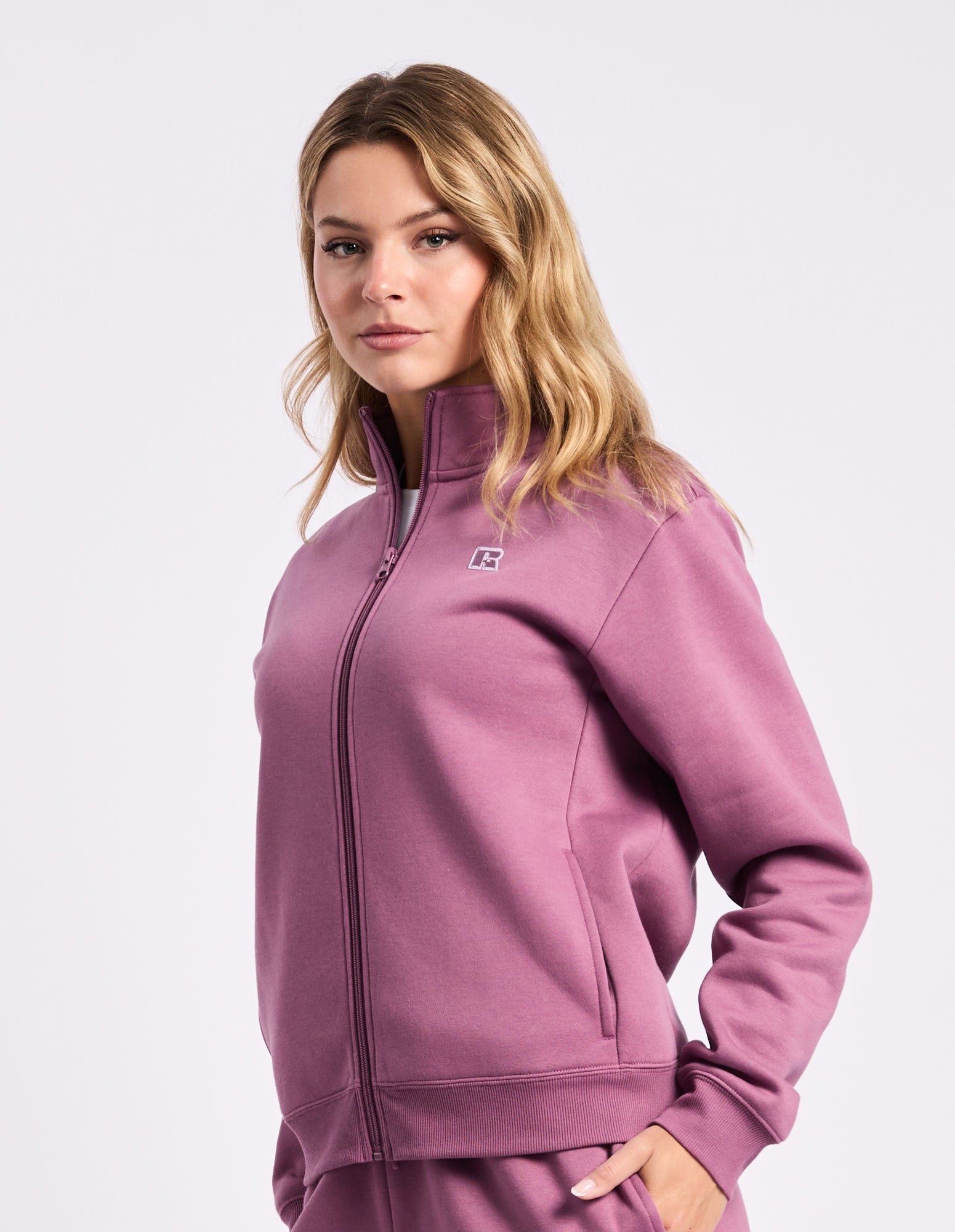 R Logo Trucker Zip Through Womens Jacket - Tulipwood