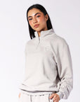 Russell Athletic Australia Women's R Logo Terry Quarter Zip - Antarctica White True Since 1902