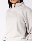 Russell Athletic Australia Women's R Logo Terry Quarter Zip - Antarctica White True Since 1902
