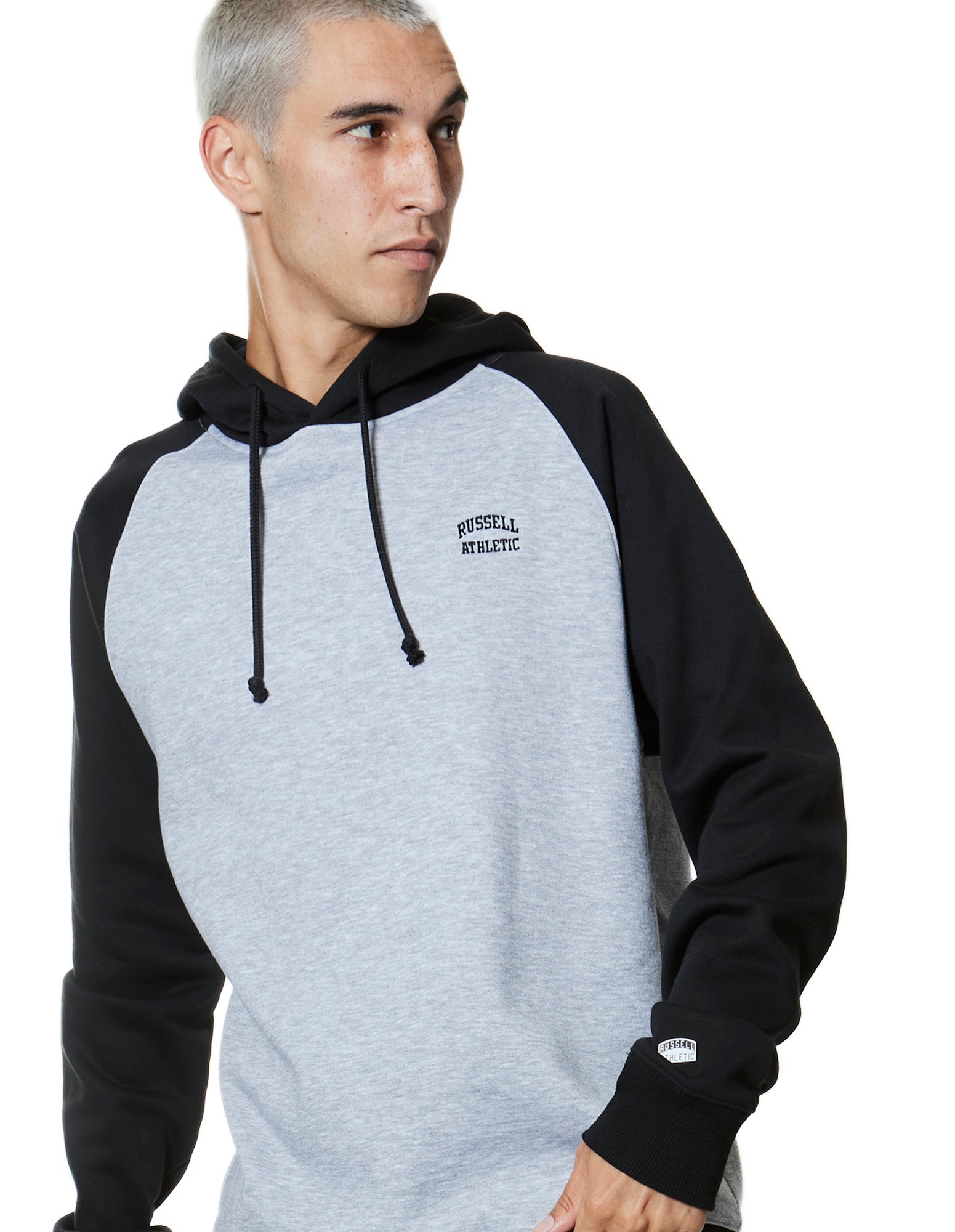 Grey hoodie clearance with black sleeves