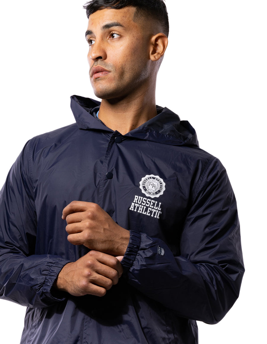 Men's Hooded Coaches Jacket - Michigan Navy