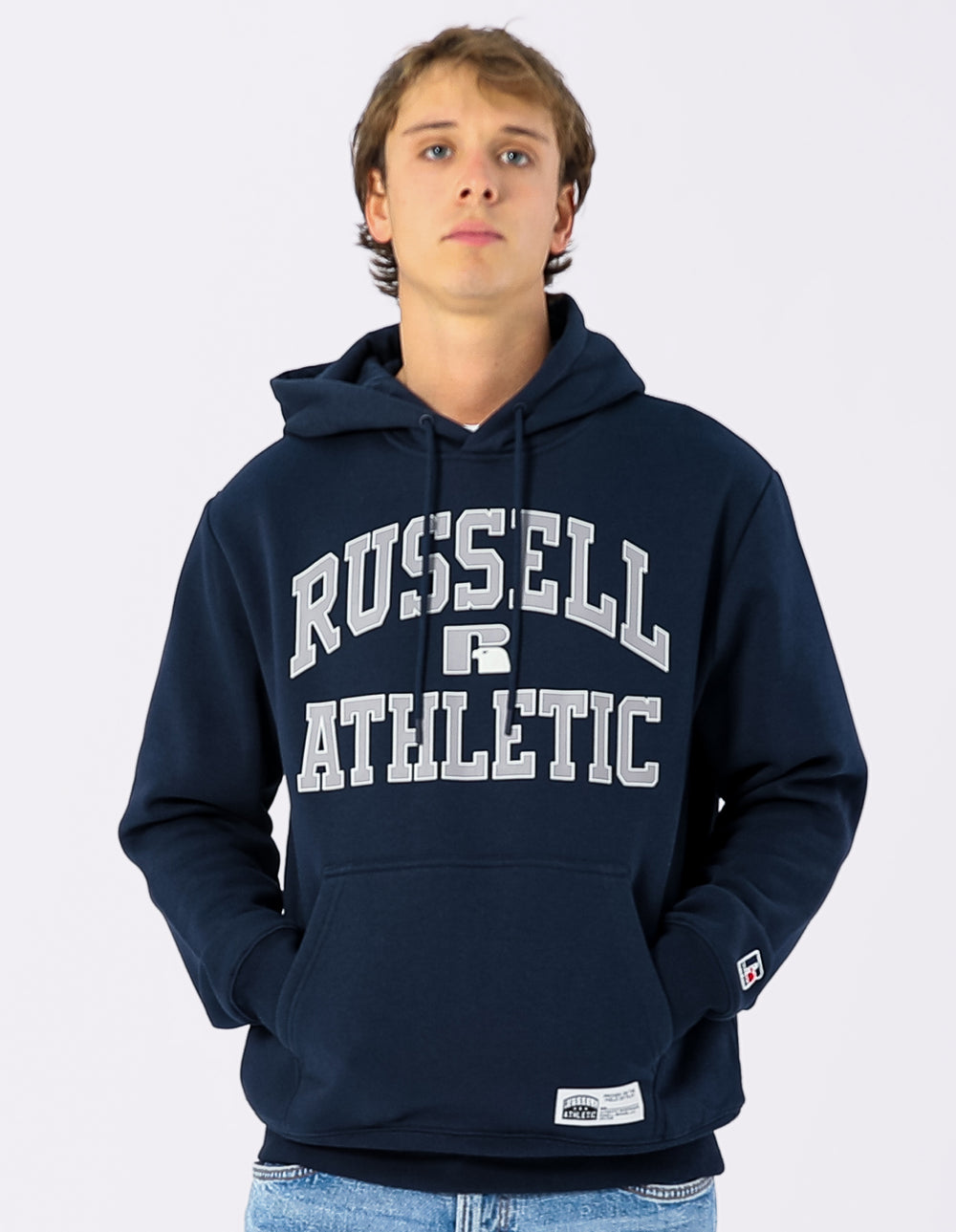 Russell Athletic Australia Mens Eagle Arch Two Tone Hoodie - Michigan Navy True Since 1902