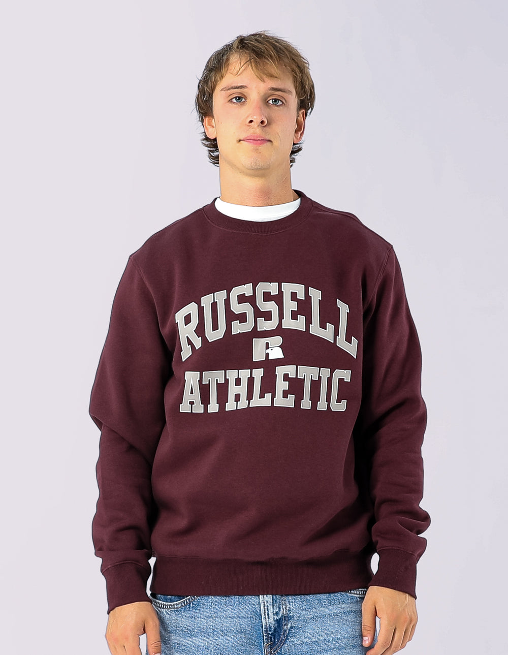 Russell Athletic Australia Mens Eagle Arch Crew - Plum Wine True Since 1902