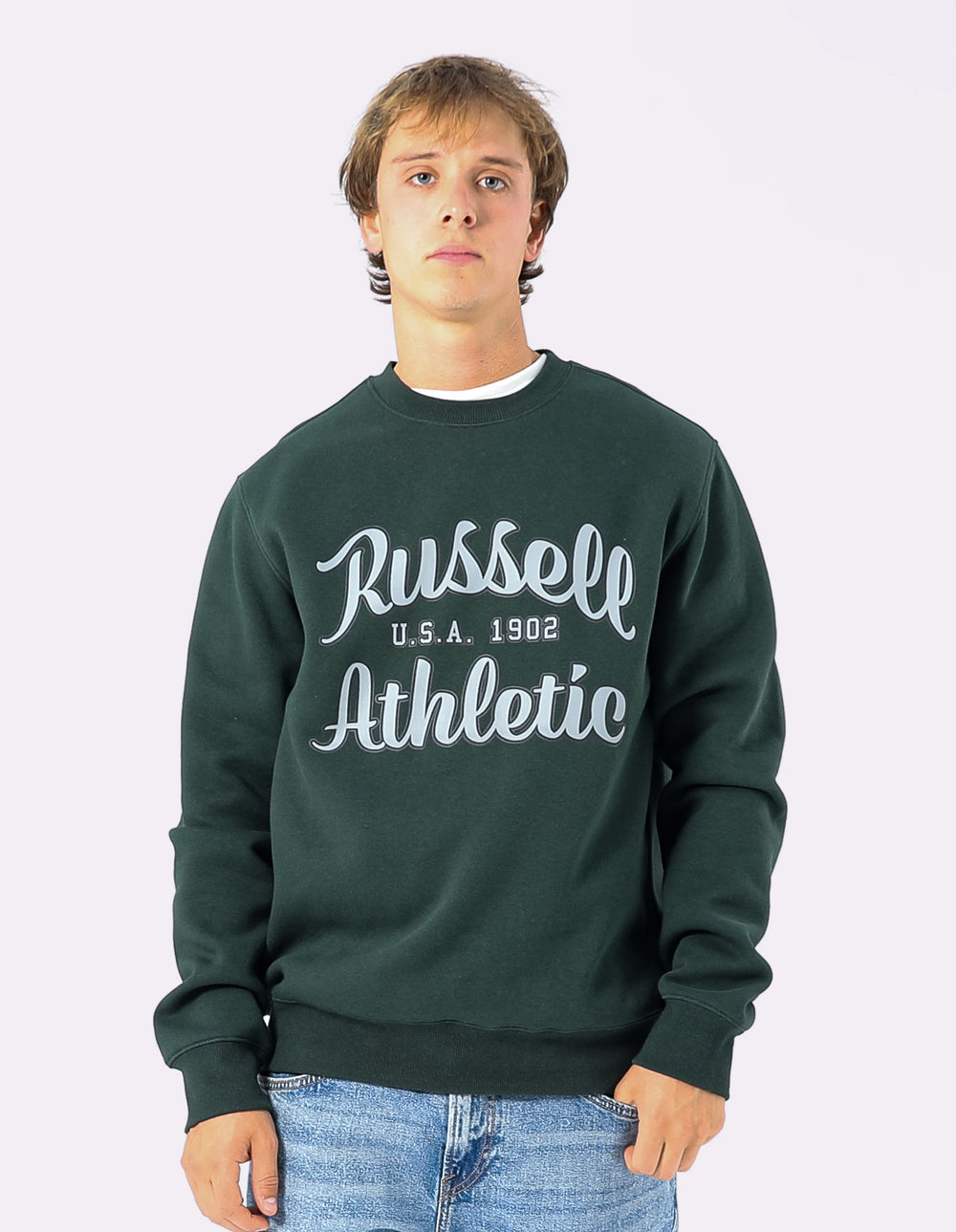 Russell Athletic Australia Script Arch Men's Crew - Dark Forest True Since 1902