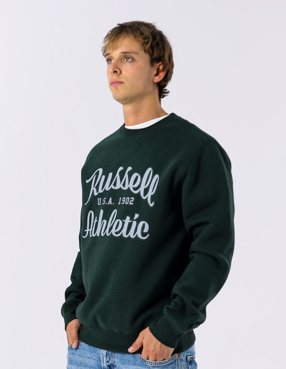 Russell Athletic Australia Script Arch Men's Crew - Dark Forest True Since 1902