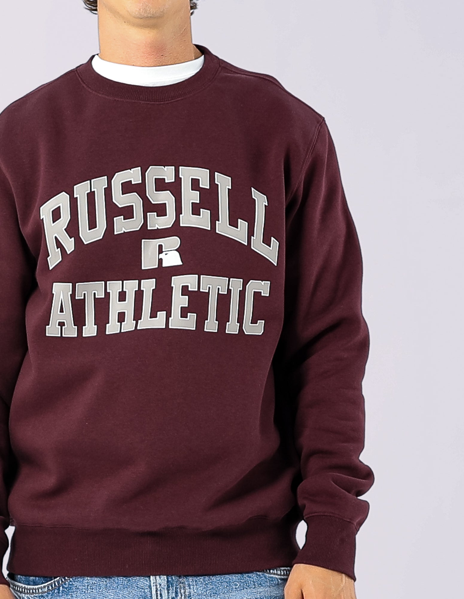 Russell Athletic Australia Mens Eagle Arch Crew - Plum Wine True Since 1902