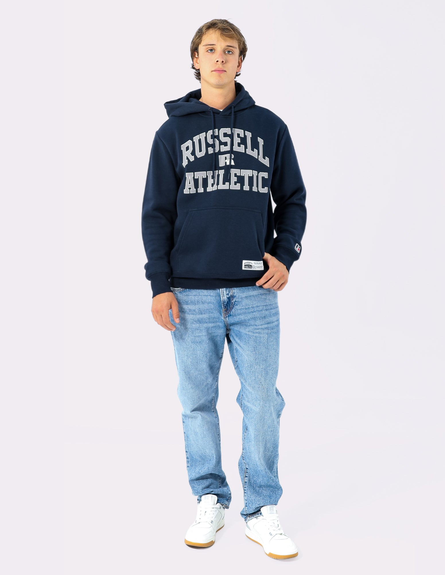 Russell Athletic Australia Mens Eagle Arch Two Tone Hoodie - Michigan Navy True Since 1902