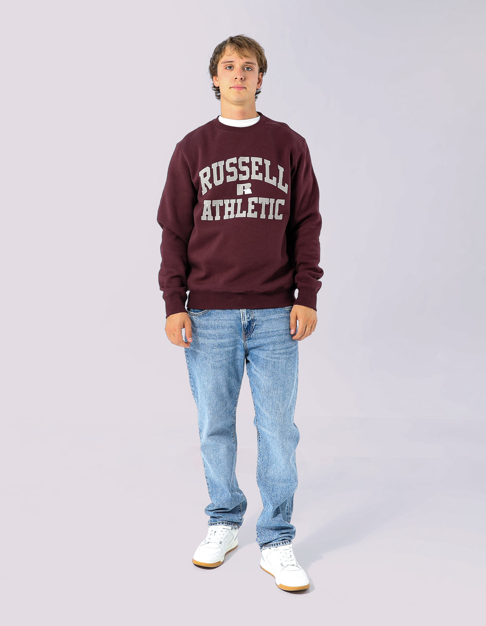 Russell Athletic Australia Mens Eagle Arch Crew - Plum Wine True Since 1902