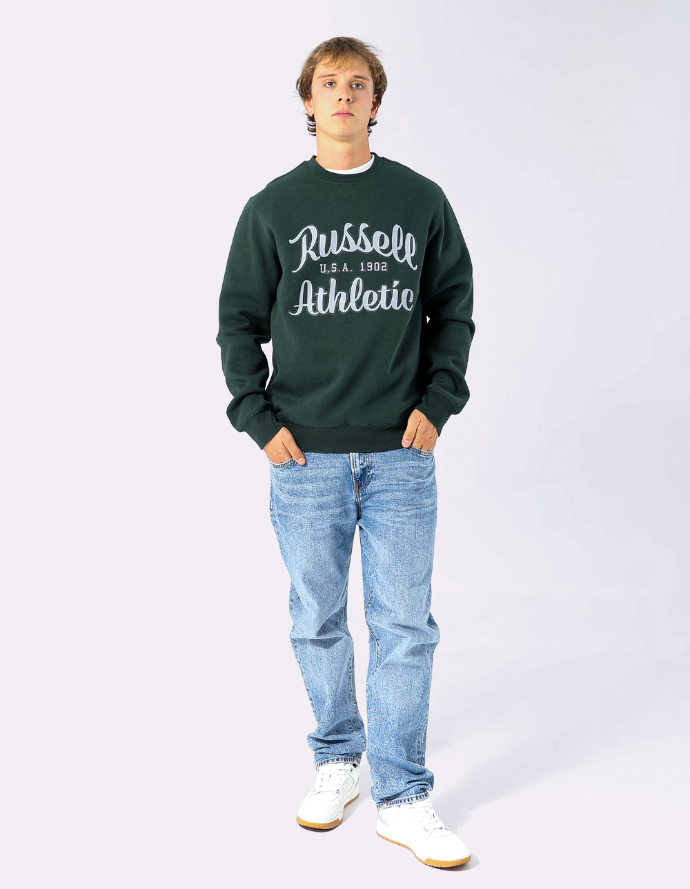 Russell Athletic Australia Script Arch Men's Crew - Dark Forest True Since 1902