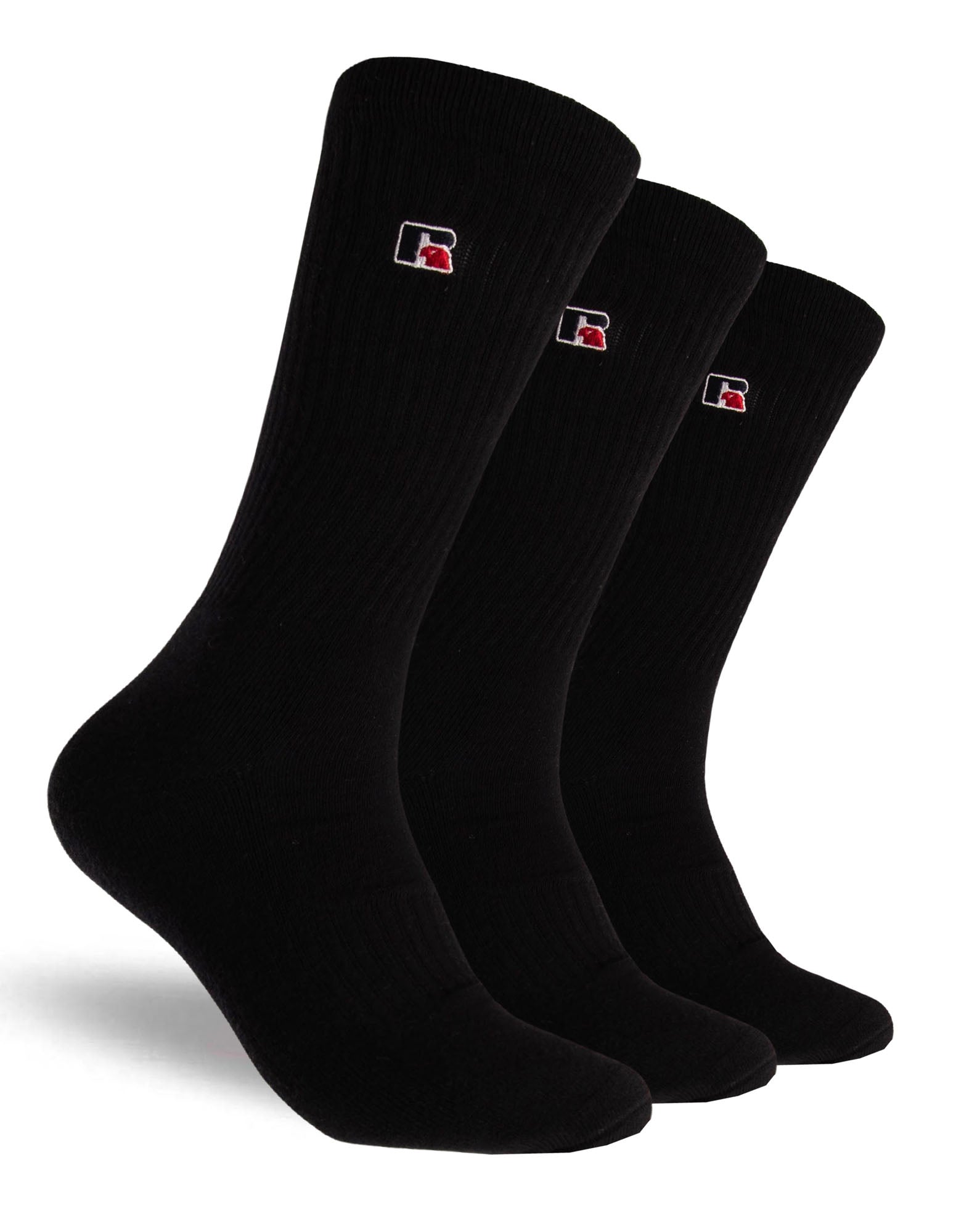 Russell Athletic Australia Essential Crew 3 Pack Socks - Black True Since 1902