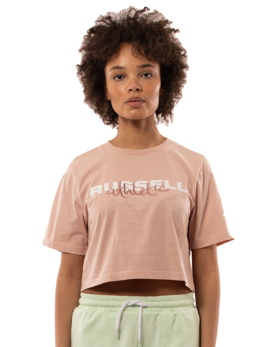 Russell Athletic Australia Scripted Crop Tee - Peony # 1