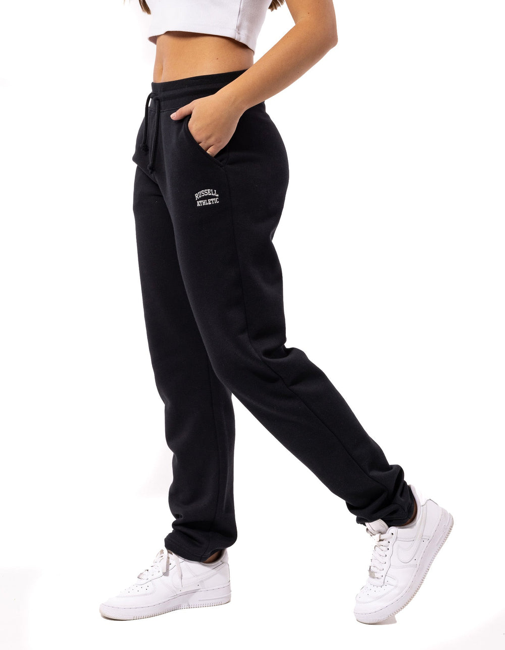 Russell Athletic Australia Women's Originals Small Arch Open Leg Track Pant - Black True Since 1902