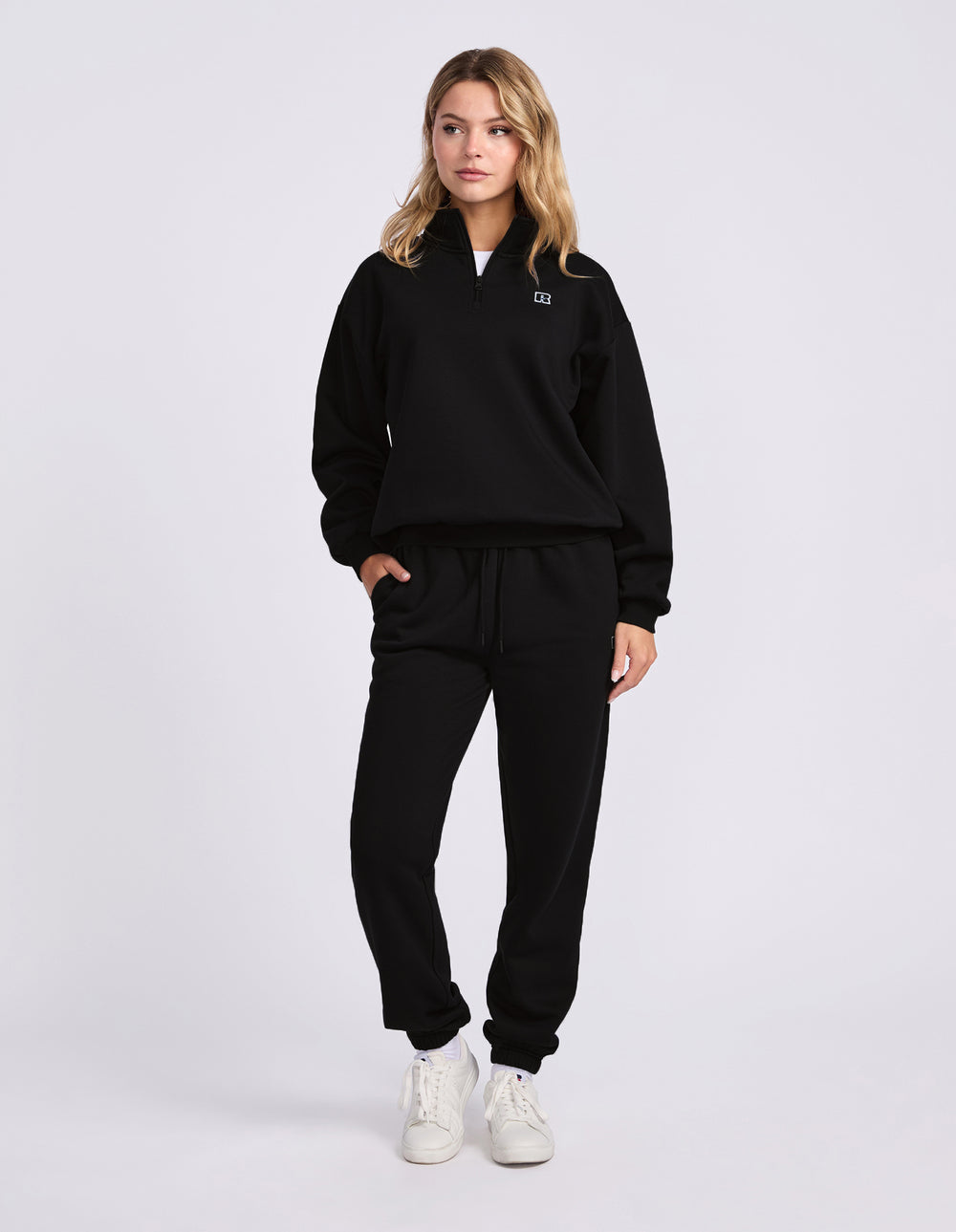 Russell Athletic Australia R Logo Women's Quarter Zip - Black True Since 1902