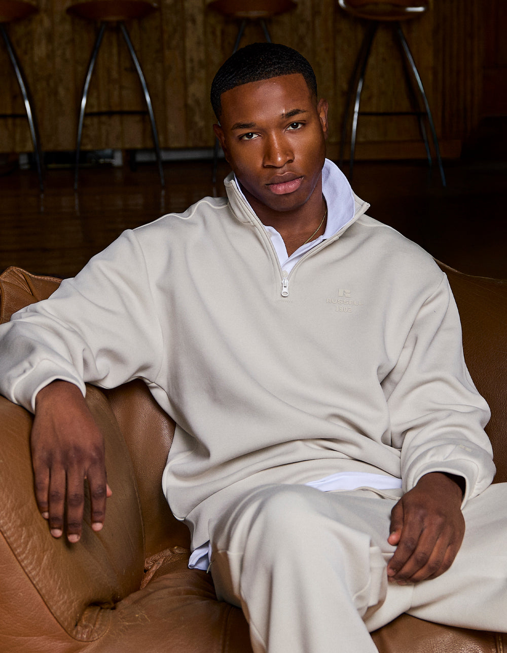 R Tech Leisure Men's Quarter Zip - White Sand