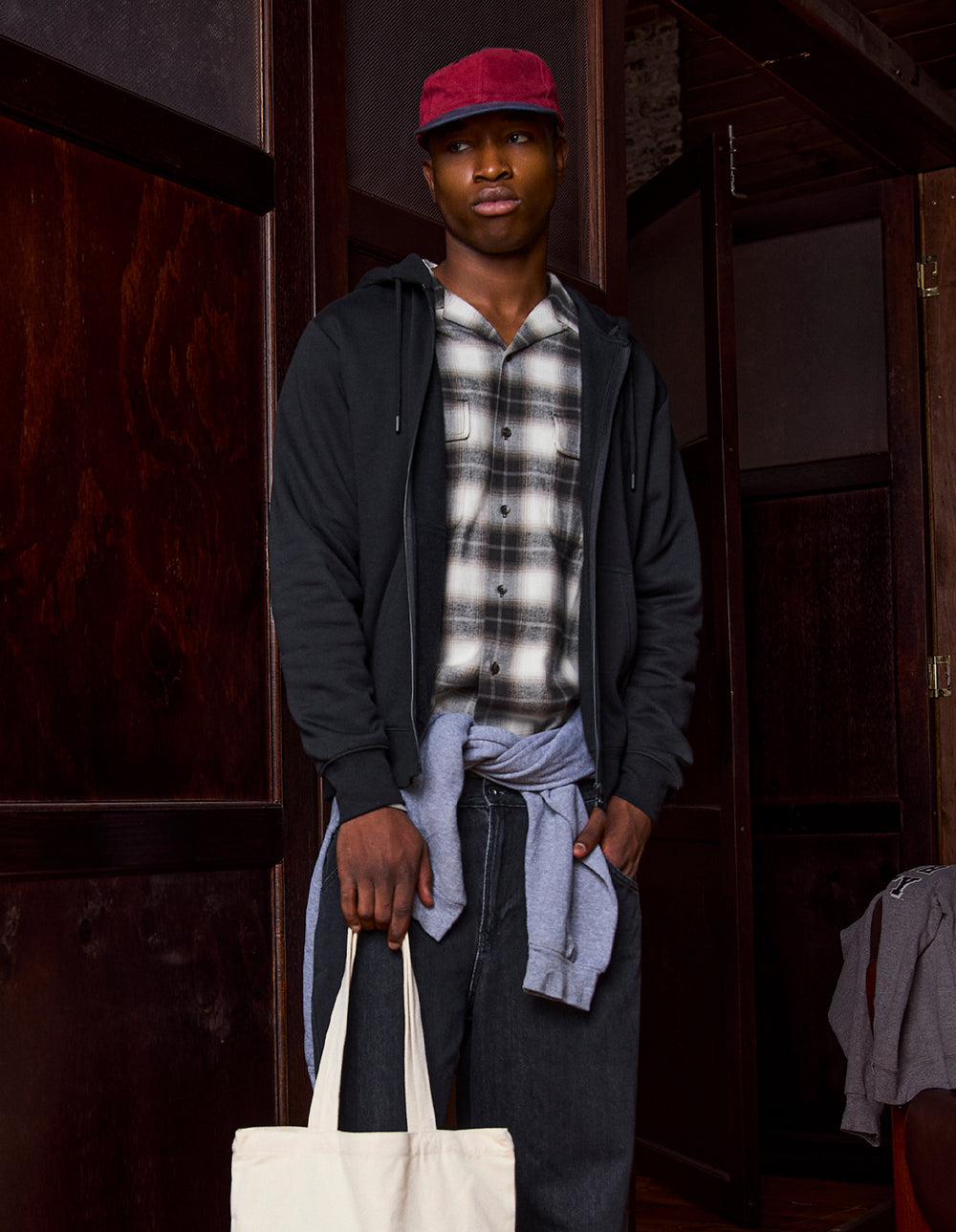 Brooklyn Men's Zip Through Hoodie - Black