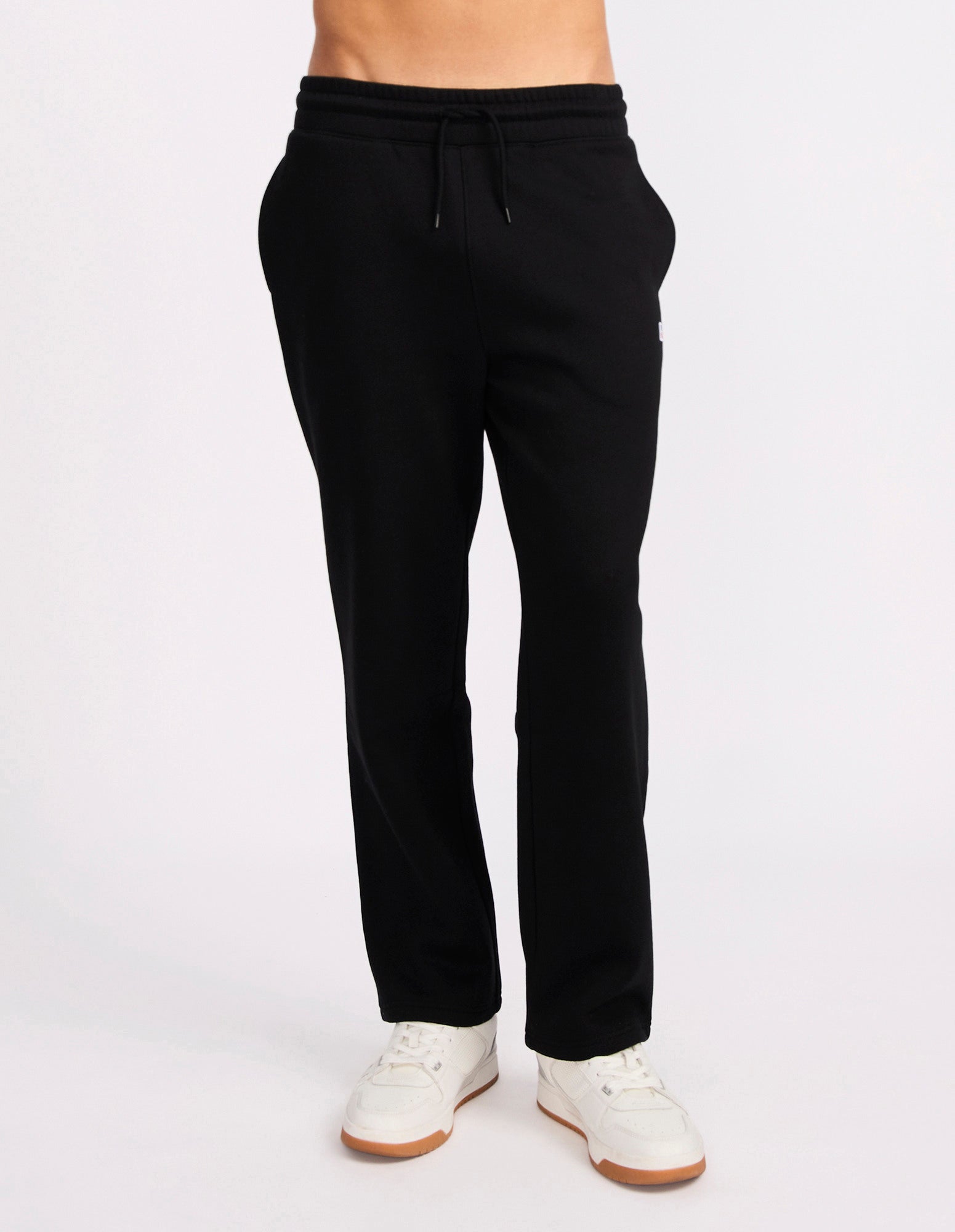 R Logo Straight Leg Men's Track Pants - Black