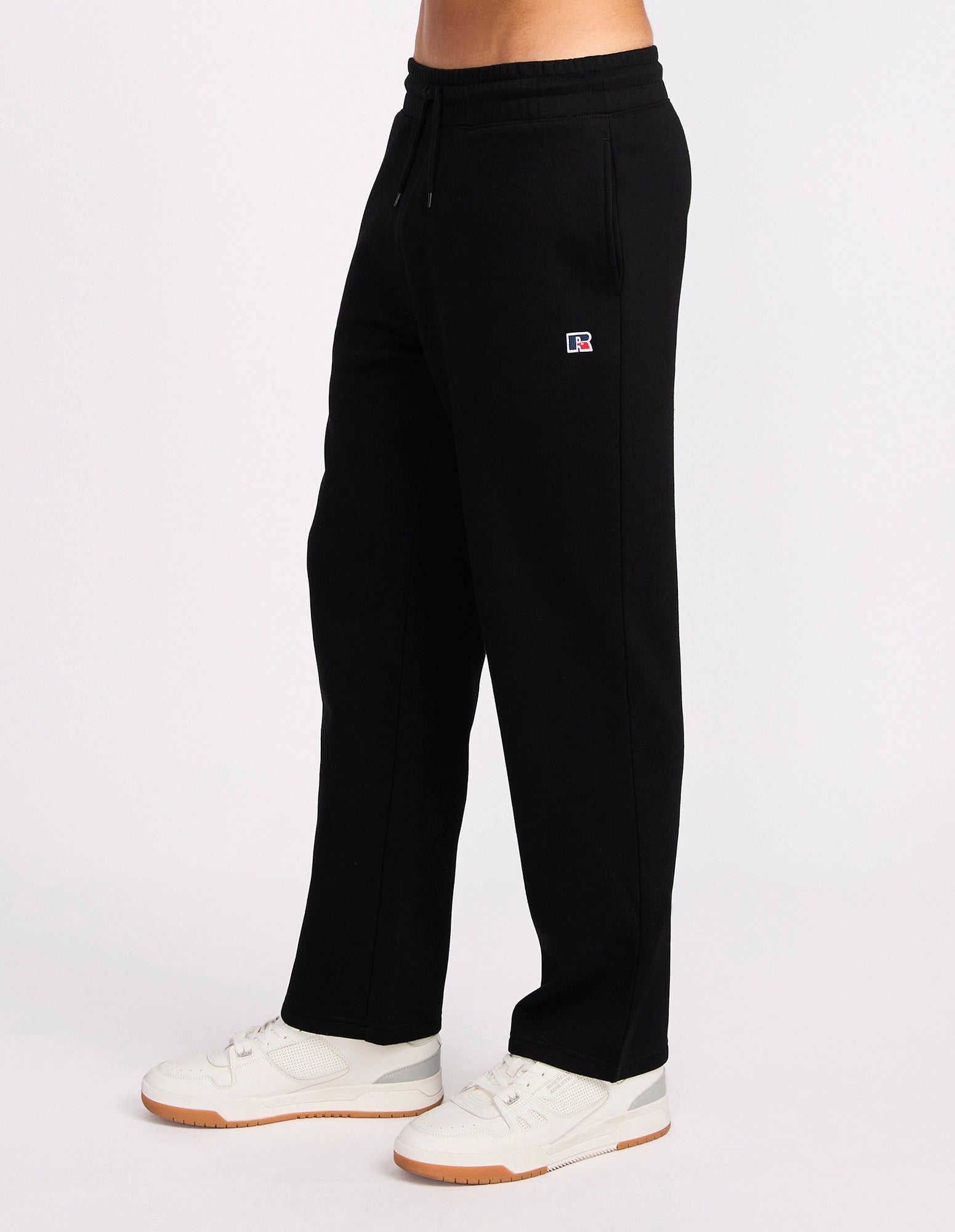 R Logo Straight Leg Men's Track Pants - Black