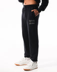 Men's Distressed Baseball Track Pants - Charcoal - Image 