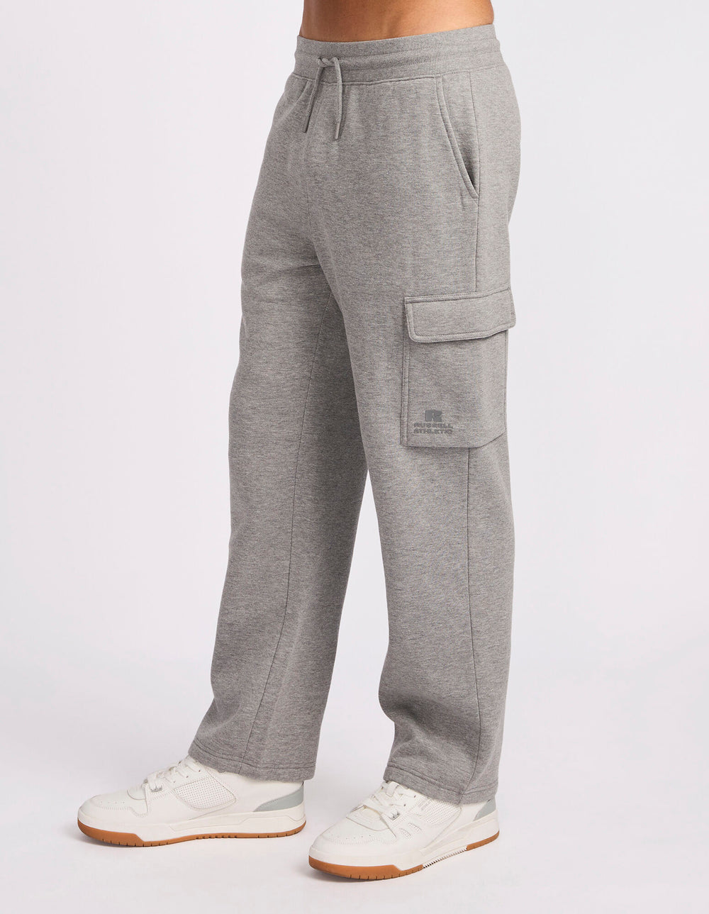 Brooklyn Men's Open Leg Cargo Trackpant - Mid Grey Marle
