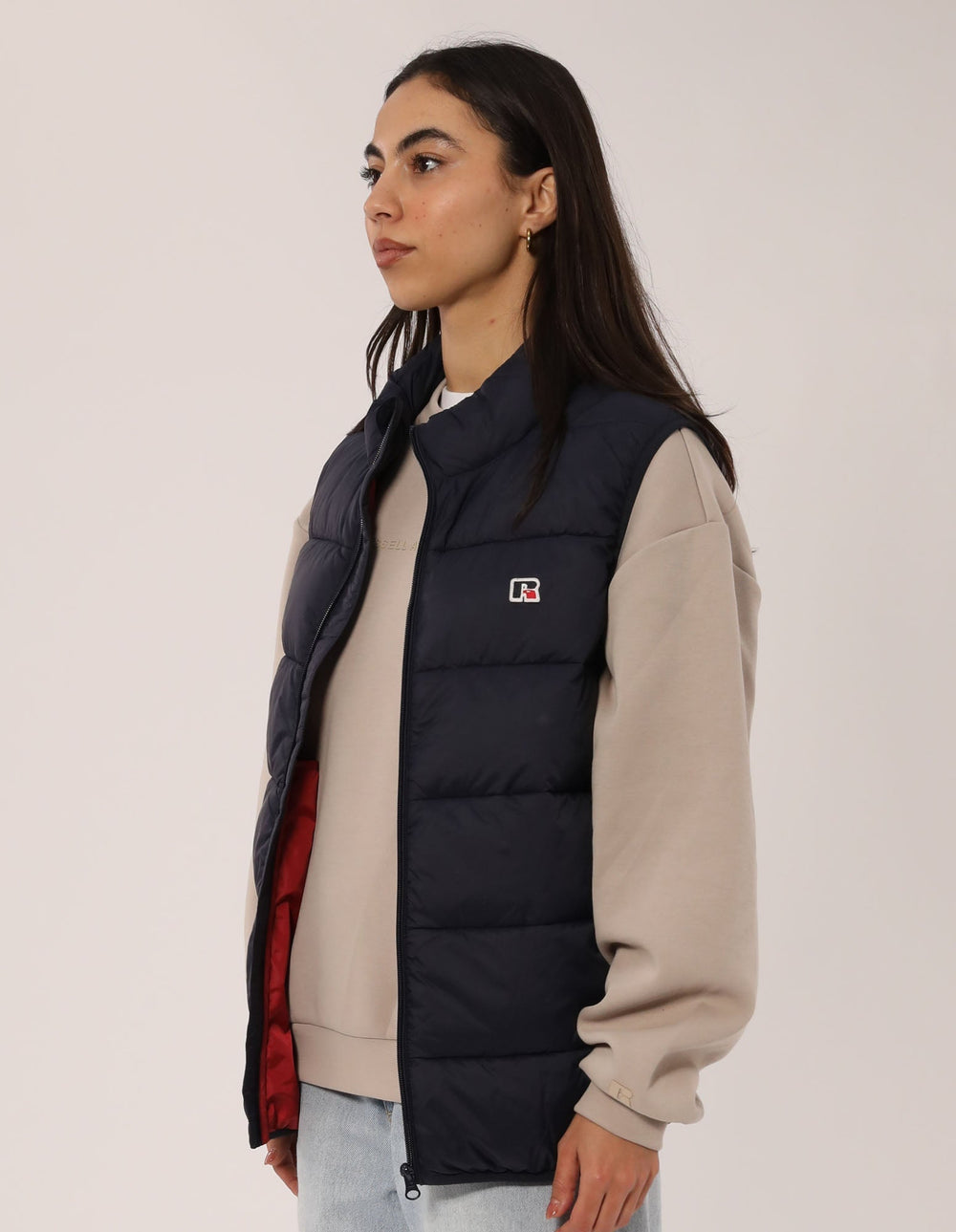 Russell Athletic Australia Unisex R Logo Lightweight Packable Puffer Vest - Michigan Navy True Since 1902