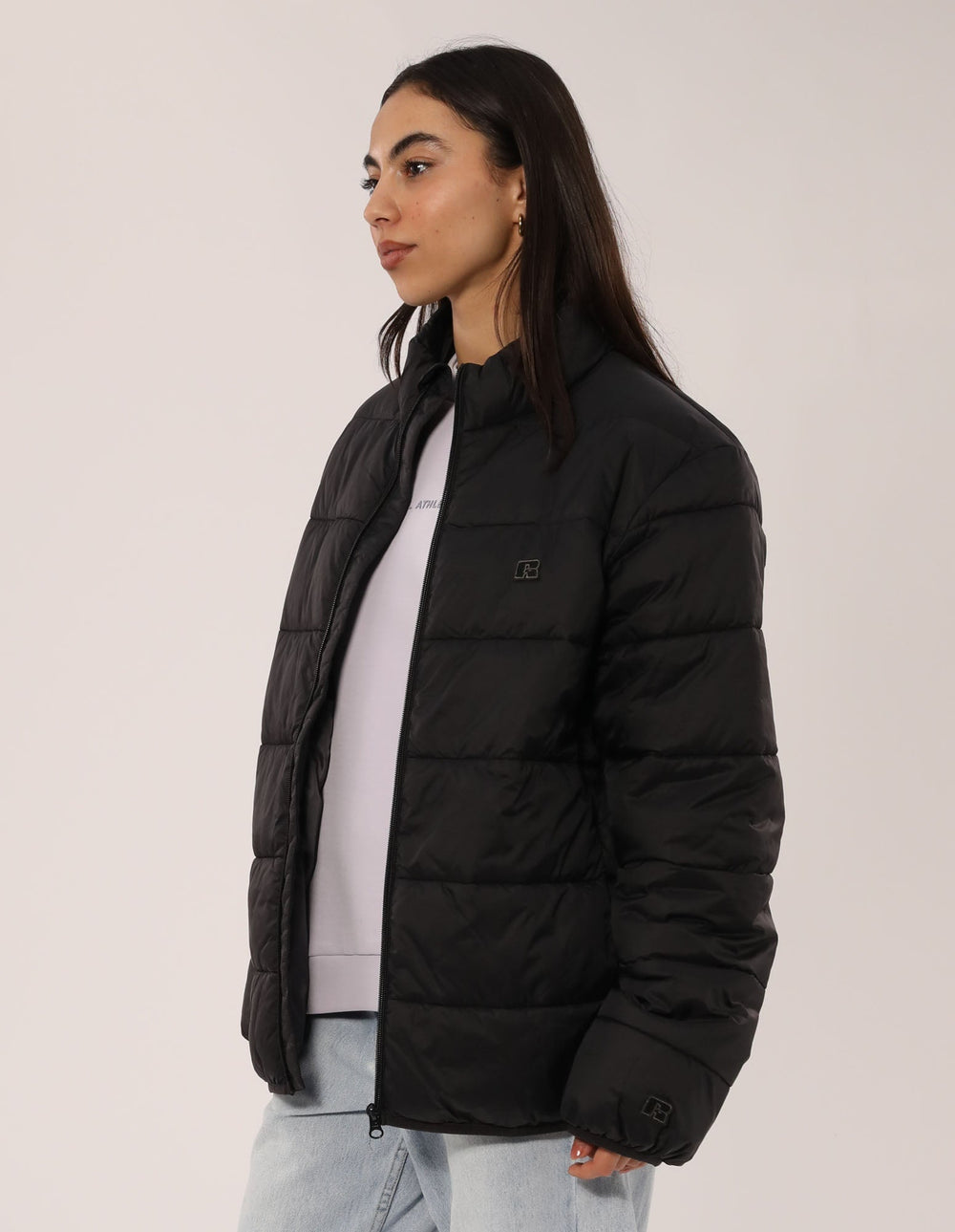 Russell Athletic Australia R Logo Lightweight Packable Puffer Jacket - Black True Since 1902
