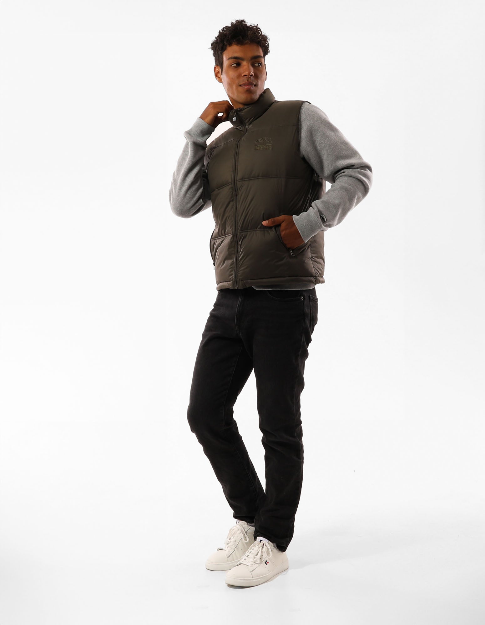 Russell Athletic Australia Men's Kennedy Puffer Vest - Olive True Since 1902