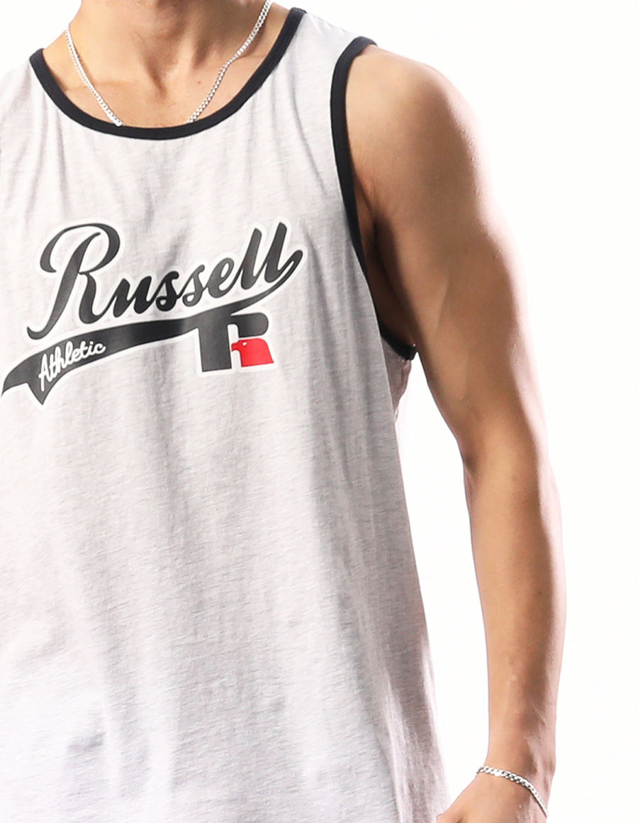 Russell Athletic Australia Men's Sport Ringer Singlet - Light Grey Marle True Since 1902