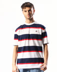 Men's R logo Stripe Tee - Ink/Red/White - Image 1